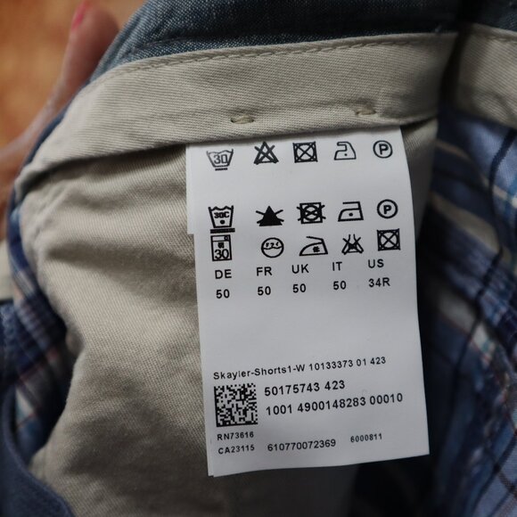 NWT Hugo Boss Orange Blue Plaids Men's Sweat Shorts Beach Athletic Size US 34R - Picture 7 of 13